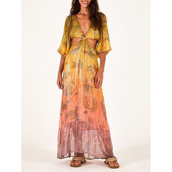 FARM Rio Dresses & Skirts - Farm Rio Arara Love Cutout Dress Lurex Rainbow Colorful GG(XL) NEW